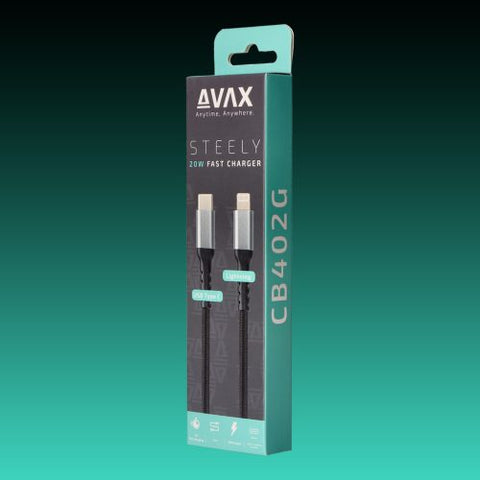 Cablu USB-C - Lightning AVAX CB-402G STEELY, 20W, 1.5m, 3A
