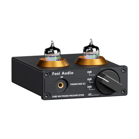 Fosi Audio Box X2, cu panoul frontal, comenzile și carcasa vizibile