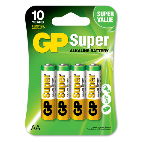 Батерии GP Super Alkaline AA (LR6), блистер 4бр