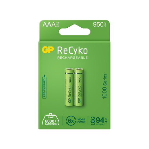 Акумулаторни батерии GP ReCyko AAA 950mAh (R03), рециклируеми опаковки 2бр.