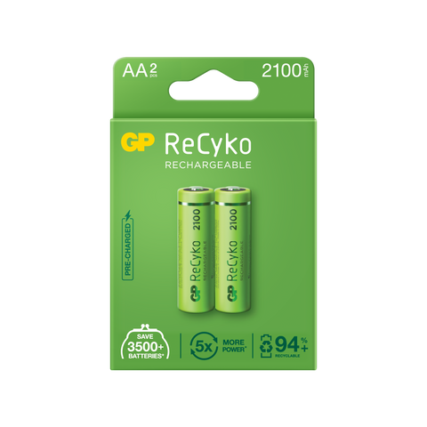 Акумулаторни батерии GP ReCyko AA 2100mAh (R6), рециклируеми опаковки 2бр.