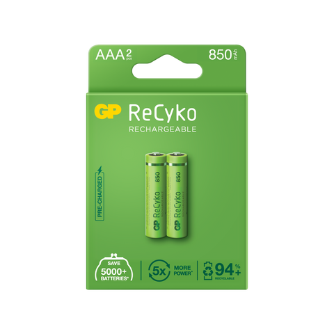 Акумулаторни батерии GP ReCyko AAA 850mAh (R03), рециклируеми опаковки 2бр.