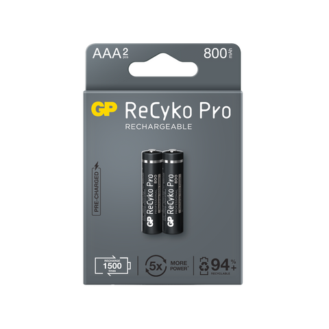 Акумулаторни батерии GP ReCyko Pro AAA 800mAh (R03), рециклируеми опаковки 2бр.