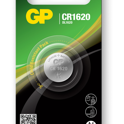 Литиеви батерии GP Lithium CELL CR1620, 3V, блистер 1 бр.