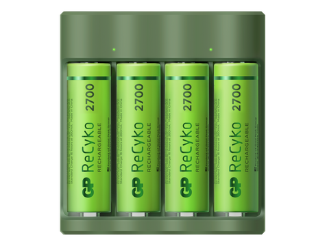 Зарядно за батерии GP ReCyko Everyday B421 (USB и зарядно за стена) + 4 батерии ReCyko AA 2600mAh