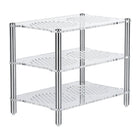 Rackul acrilic Fosi Audio cu trei niveluri, cu panoul frontal, comenzile și carcasa vizibile