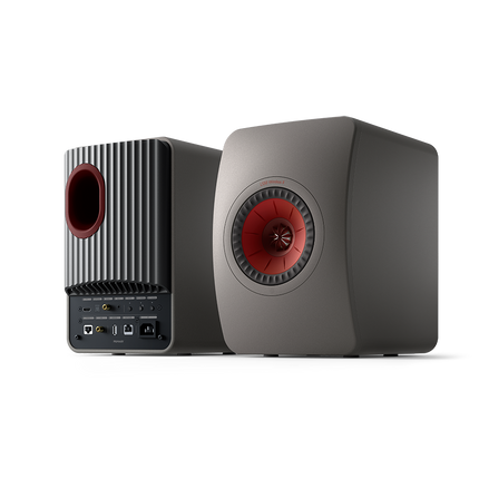 KEF LS50 Wireless II, finisaj Titanium Grey, vedere frontală și posterioară