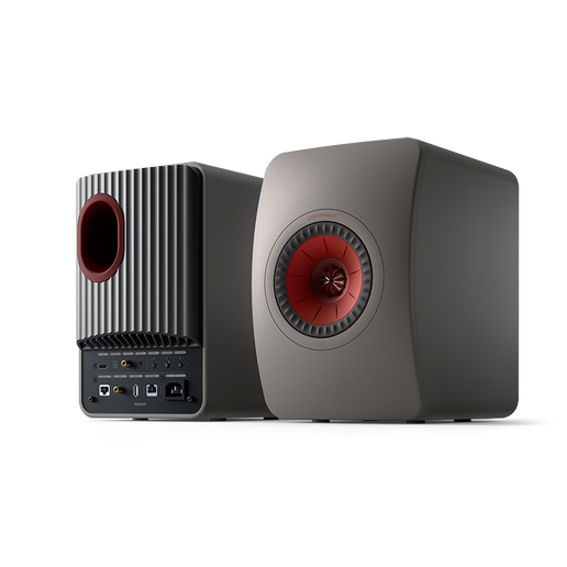 KEF LS50 Wireless II, finisaj Titanium Grey, vedere frontală și posterioară