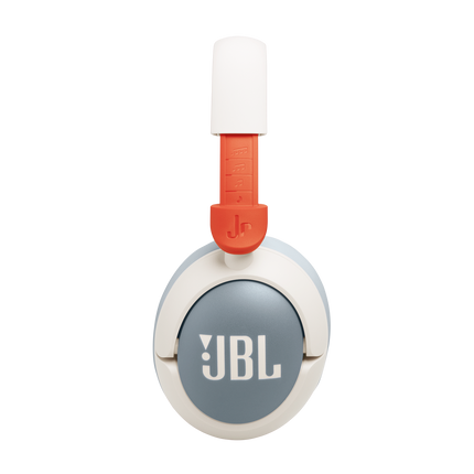 Детски слушалки JBL Junior 470NC, бели, лявата чашка отстрани