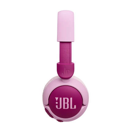 Безжични детски слушалки JBL Junior 320BT, лилави, дясната чашка с бутоните