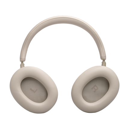 Слушалки JBL Live 780NC, цвят пясъчен (Sand), изглед отпред с възглавничките, означени с L и R