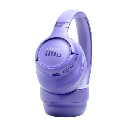 Слушалки JBL Tune 780NC, лавандулови, детайл на бутоните на чашката