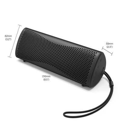 KEF Muo, finisaj Midnight Black, schiță de dimensiuni