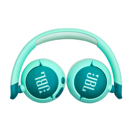 Безжични детски слушалки JBL Junior 320BT, зелени, сгънати плоско