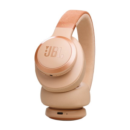 Слушалки JBL Live 770NC, цвят пясъчен (Sandstone), чашка с бутоните за управление
