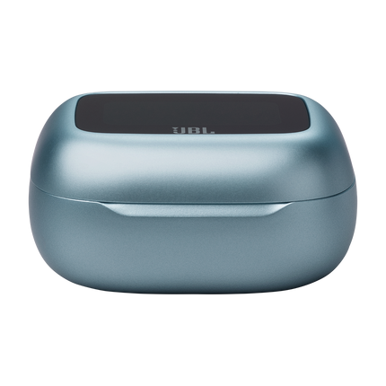 Слушалки JBL Live Flex 3, цвят син, затвореният калъф, изглед отпред