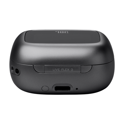 Слушалки JBL Live Flex 3, цвят черен, калъфът отзад, с порта USB-C