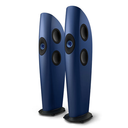 KEF Blade One Meta, finisaj Frosted Blue / Blue, vedere din față și lateral