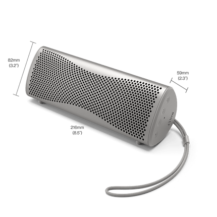KEF Muo, finisaj Silver Dusk, schiță de dimensiuni
