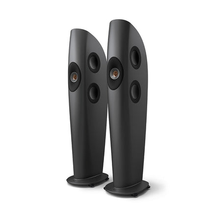 KEF Blade Two Meta, finisaj Charcoal Grey / Bronze, vedere din față și lateral