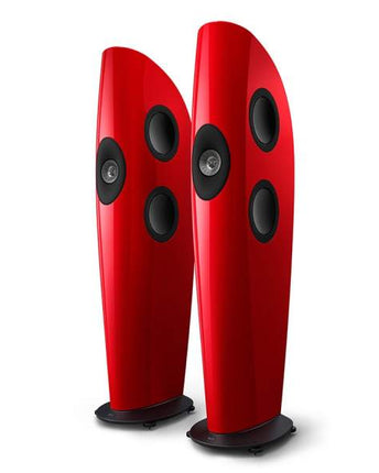 KEF Blade One Meta, finisaj Racing Red / Grey, vedere din față și lateral