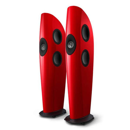 KEF Blade One Meta, finisaj Racing Red / Grey, vedere din față și lateral