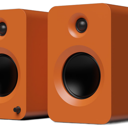 Boxe active Kanto Audio REN portocalii, perechea văzută din unghi