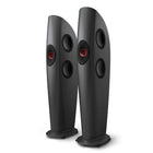 KEF Blade One Meta, finisaj Charcoal Grey / Red, vedere din față și lateral