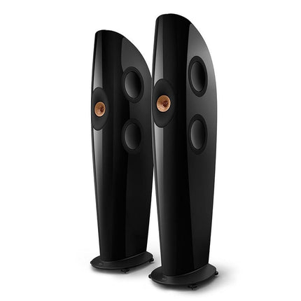 KEF Blade One Meta, finisaj Piano Black / Copper, vedere din față și lateral