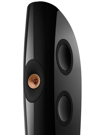 KEF Blade One Meta, finisaj Piano Black / Copper, detaliu driver Uni-Q, unghi secundar