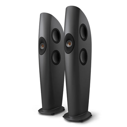 KEF Blade One Meta, finisaj Charcoal Grey / Bronze, vedere din față și lateral