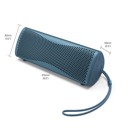 KEF Muo, finisaj Blue Aura, schiță de dimensiuni