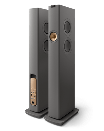 KEF LS60 Wireless, finisaj Titanium Grey, vedere din față și din spate
