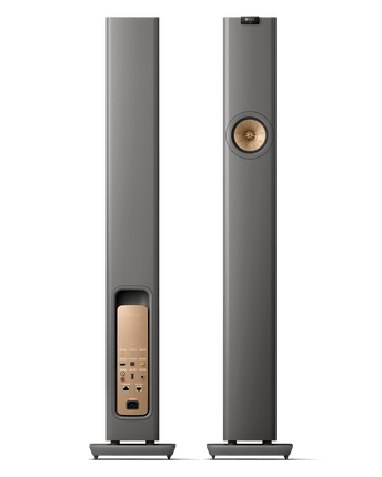 KEF LS60 Wireless, finisaj Titanium Grey, vedere frontală și posterioară