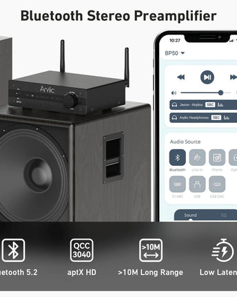 Arylic BP50 стрийминг предусилвател, Bluetooth, ESS ES9023P DAC