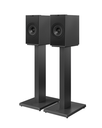 KEF Coda W, finisaj Dark Titanium, vedere cu standuri