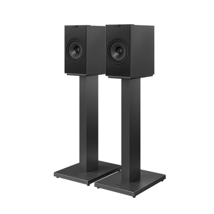 KEF Coda W, finisaj Dark Titanium, vedere cu standuri