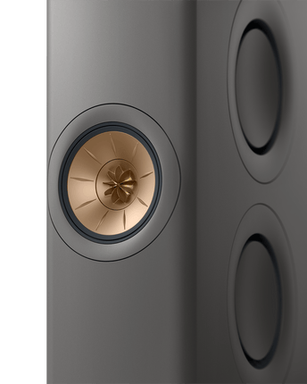 KEF LS60 Wireless, finisaj Titanium Grey, vedere frontală cu driverul Uni-Q
