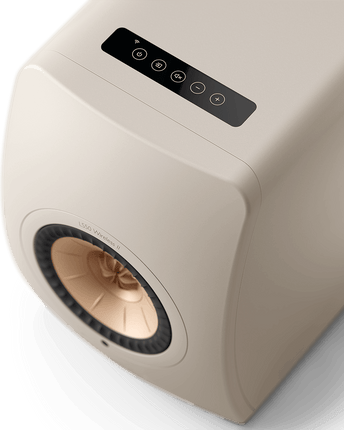 KEF LS50 Wireless II, finisaj Sand Shell, vedere de sus