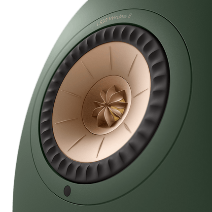 KEF LS50 Wireless II, finisaj Moss Green, detaliu driver Uni-Q