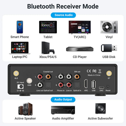 Arylic BP50 стрийминг предусилвател, Bluetooth, ESS ES9023P DAC