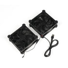 Cele două ventilatoare USB Fosi Audio, cu panoul frontal, comenzile și carcasa vizibile