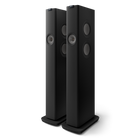 KEF LS60 Wireless, finisaj Carbon Black, vedere din față și lateral