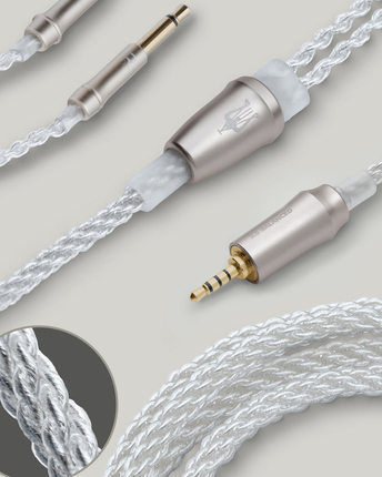 Кабел Meze Audio MONO 3,5 mm СРЕБРИСТ (надграждане за 109 PRO, LIRIC &amp; 99 Classics) MONO 3,5 mm до 2,5 mm балансиран - 1,2 m