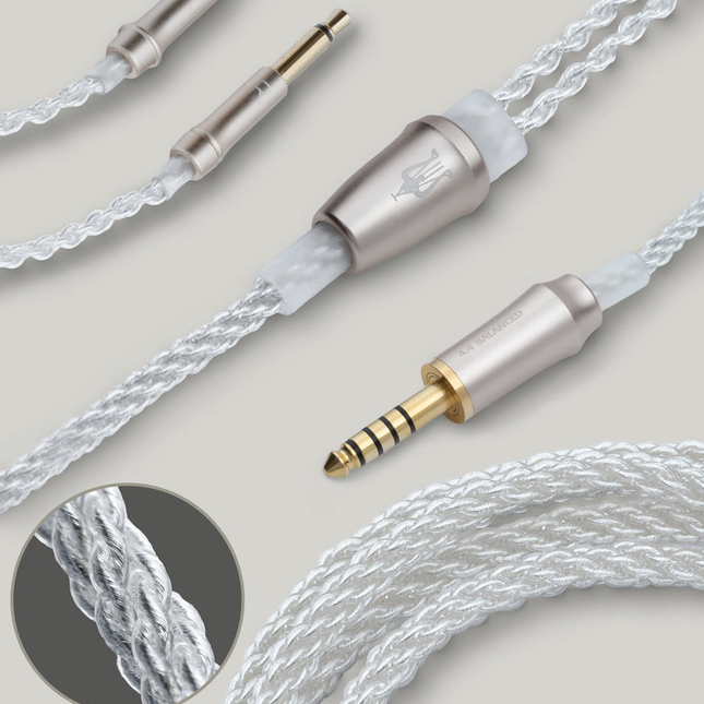 Кабел Meze Audio MONO 3,5 mm СРЕБРИСТ (надграждане за 109 PRO, LIRIC &amp; 99 Classics) MONO 3,5 mm до 4,4 mm балансиран - 1,2 m