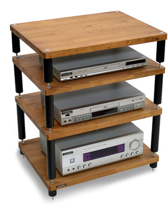 Hi-Fi стелаж Atacama Apollo Storm 6, тъмен дъб, ширина 60 см, 4 рафта в различни цветове - бели крака / черни крака
