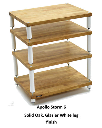 Hi-Fi стелаж Atacama Apollo Storm 6, естествен дъб, ширина 60 см, 4 рафта в различни цветове - бели крака / черни крака