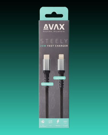 Cablu USB-C - Lightning AVAX CB-402G STEELY, 20W, 1.5m, 3A