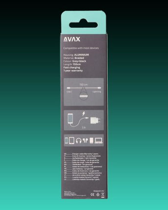 Cablu USB-C - Lightning AVAX CB-402G STEELY, 20W, 1.5m, 3A