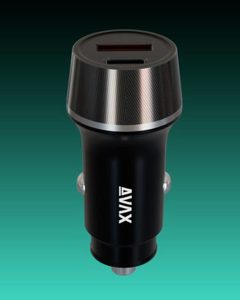 Încărcător auto AVAX CC304B CARLY 38W USB-C (PD3.0)+USB-A (QC), negru